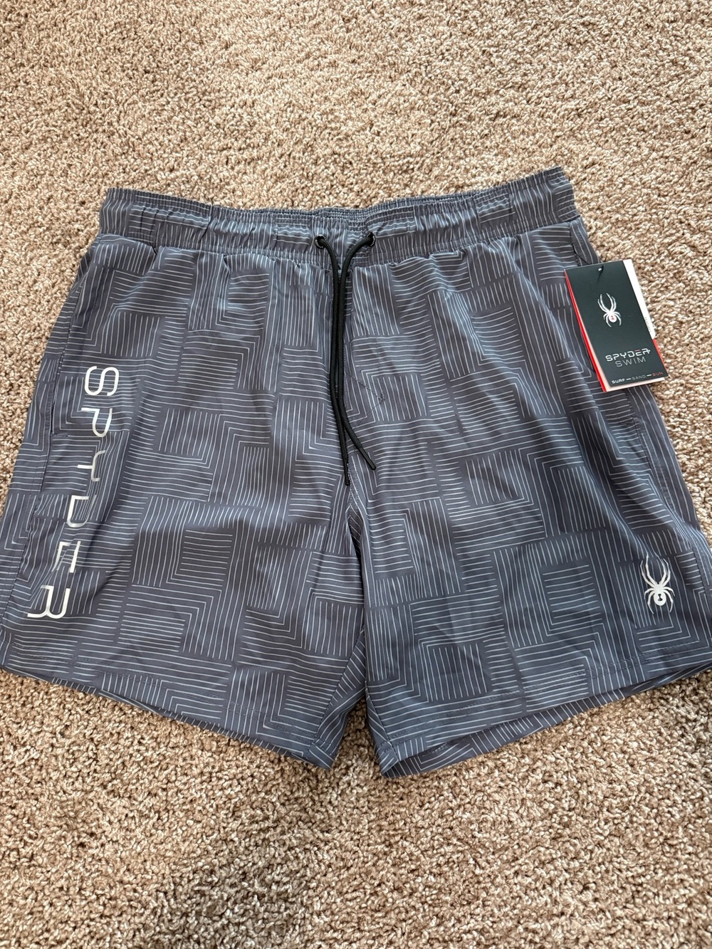 Spyder Men's Charcoal Geo-Print Swim Shorts